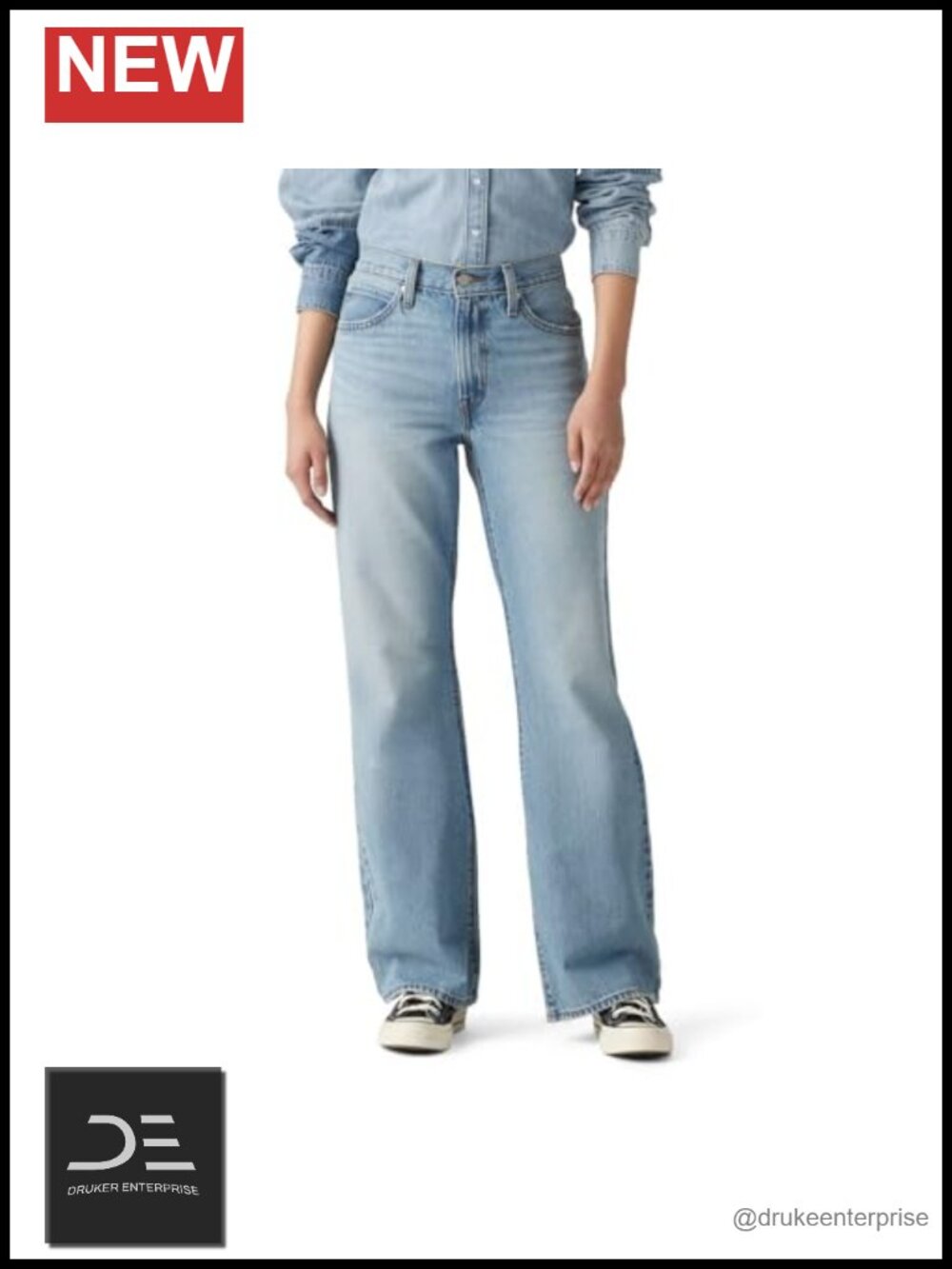 Vintage Inspired Baggy Bootcut Jeans Mid Rise Relaxed Fit